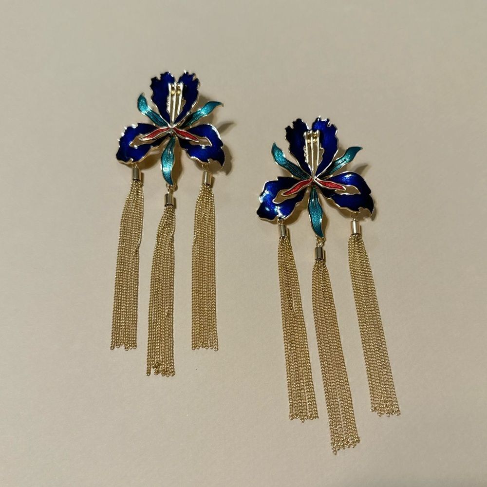 Flower drop earrings N602 - Picture 2 of 5